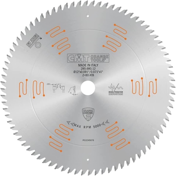 Cmt Orange Chrome FINE Finish Blade 12" x T80 ATB 285.680.12 - main